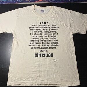 Christian Cream Graphic T-Shirt size L